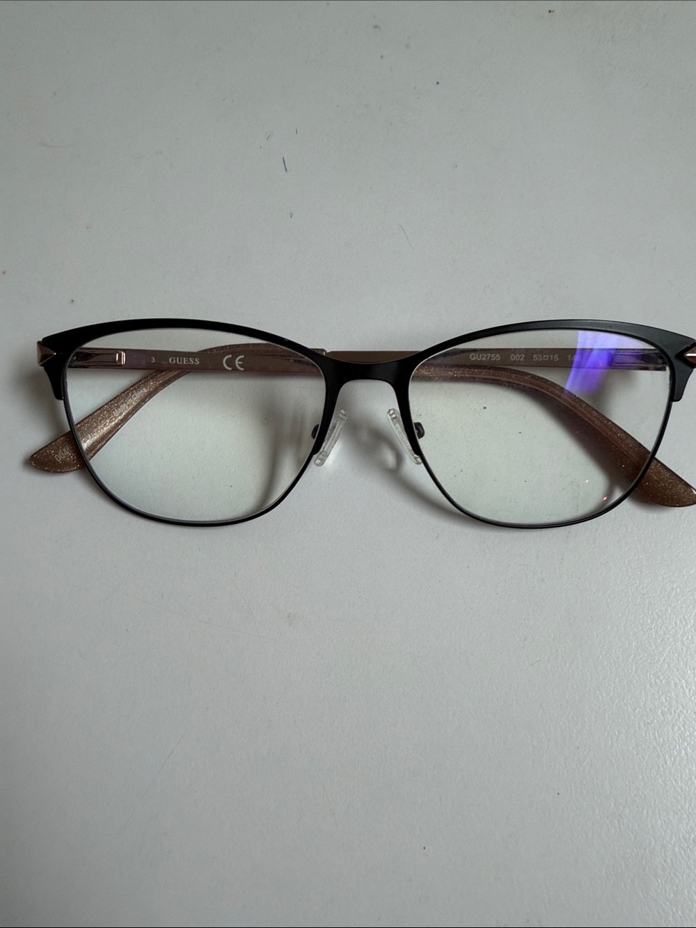 Guess GU2755 ore-owned frames Black Front Eyeglasses with Glitter Brown Temples